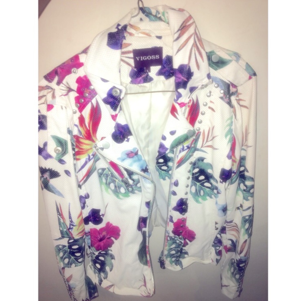 Vigoss Jacket / Faux Leather Jacket Multi color